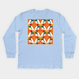 Retro Mid Century Pattern Kids Long Sleeve T-Shirt